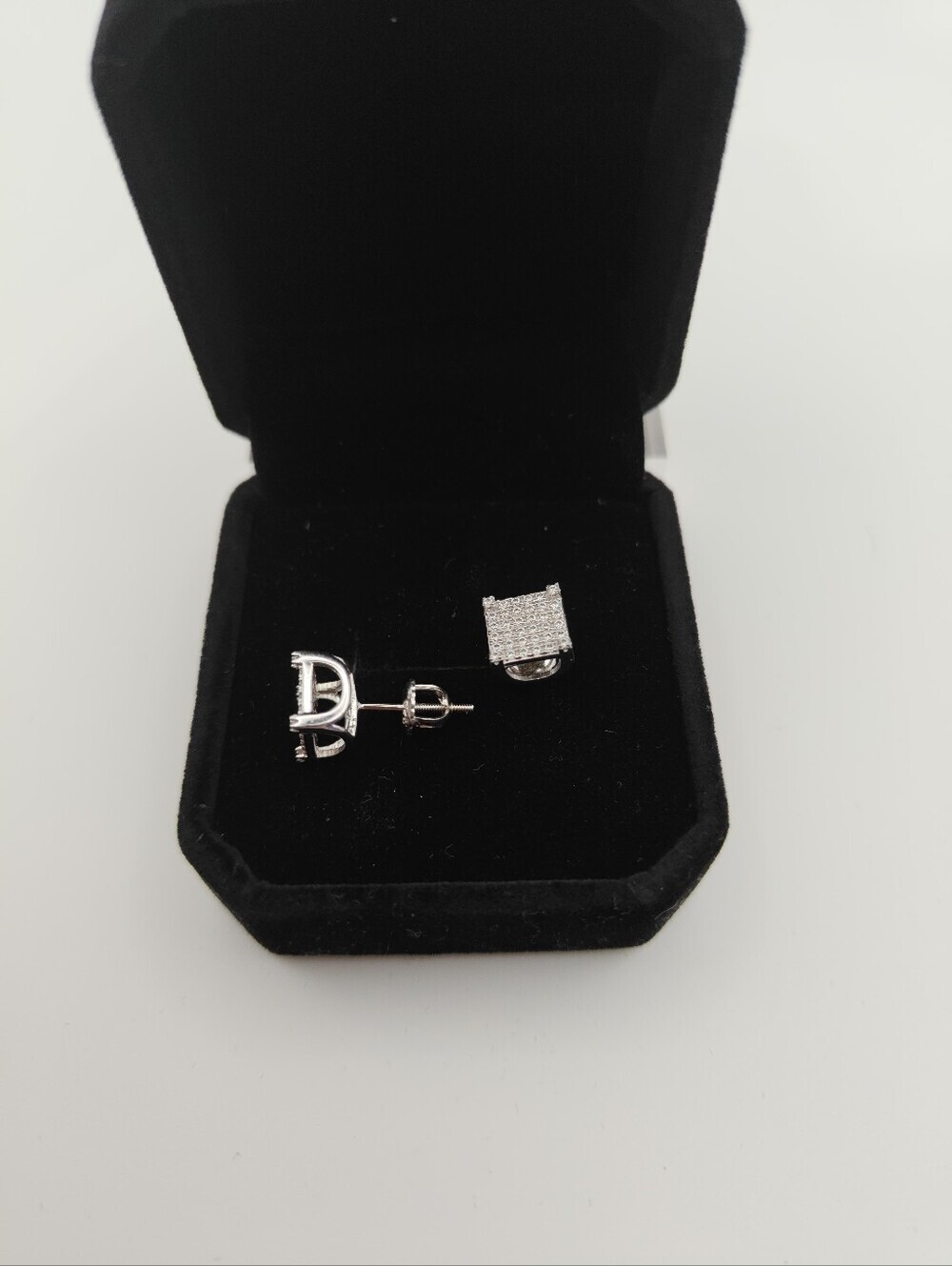 Square style earrings 2CT VV1 Moissanite & 925S Silver WHITE GOLD PLATED